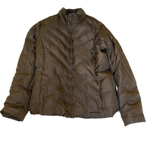 Eddie Bauer Premium Goose Down Puffer Jacket Women’s Size Medium Brown Full Zip